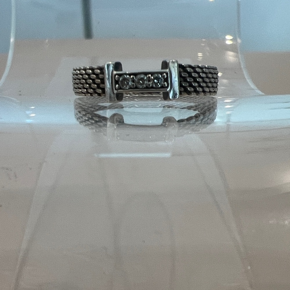 Tiffany & Co. Silver Somerset Mesh Ring with diamonds.